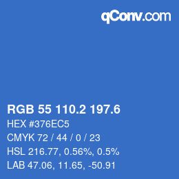 カラーコード: RGB 55 110.2 197.6 | qconv.com