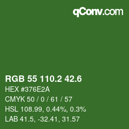カラーコード: RGB 55 110.2 42.6 | qconv.com
