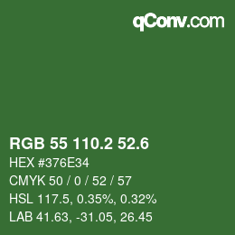 カラーコード: RGB 55 110.2 52.6 | qconv.com
