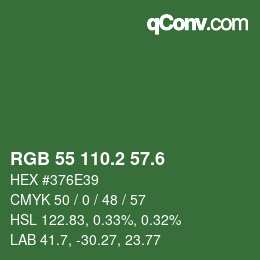 カラーコード: RGB 55 110.2 57.6 | qconv.com