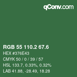 カラーコード: RGB 55 110.2 67.6 | qconv.com