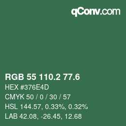 カラーコード: RGB 55 110.2 77.6 | qconv.com