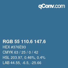 カラーコード: RGB 55 110.6 147.6 | qconv.com