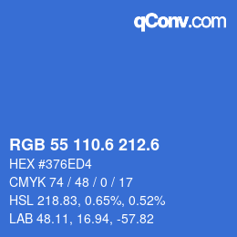 カラーコード: RGB 55 110.6 212.6 | qconv.com