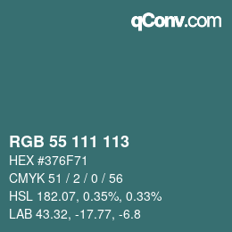颜色代码: RGB 55 111 113 | qconv.com