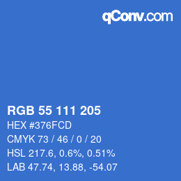 Color code: RGB 55 111 205 | qconv.com
