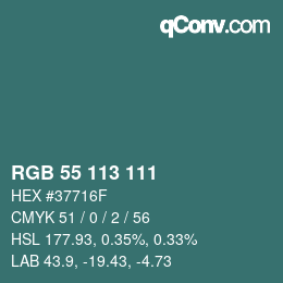 Color code: RGB 55 113 111 | qconv.com