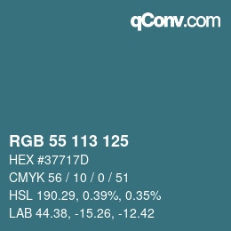 カラーコード: RGB 55 113 125 | qconv.com