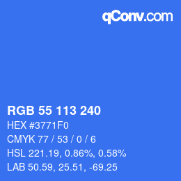 Color code: RGB 55 113 240 | qconv.com