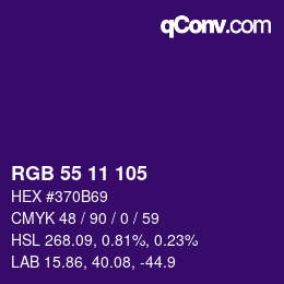 Color code: RGB 55 11 105 | qconv.com
