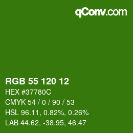 Color code: RGB 55 120 12 | qconv.com