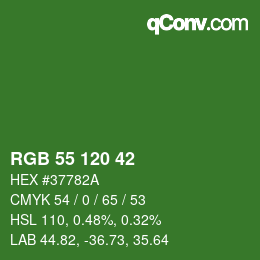 Color code: RGB 55 120 42 | qconv.com
