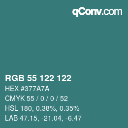 Color code: RGB 55 122 122 | qconv.com