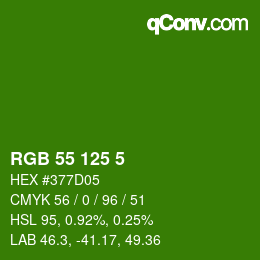 カラーコード: RGB 55 125 5 | qconv.com