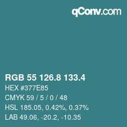 カラーコード: RGB 55 126.8 133.4 | qconv.com