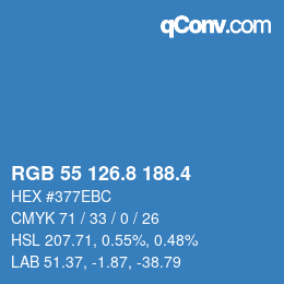 カラーコード: RGB 55 126.8 188.4 | qconv.com