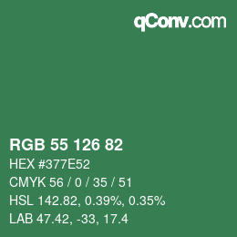 Código de color: RGB 55 126 82 | qconv.com