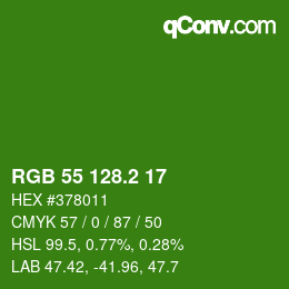 カラーコード: RGB 55 128.2 17 | qconv.com