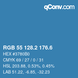 カラーコード: RGB 55 128.2 176.6 | qconv.com