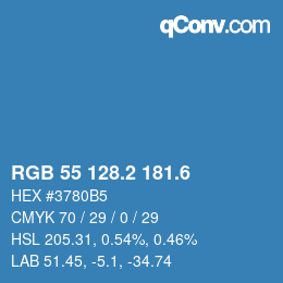 カラーコード: RGB 55 128.2 181.6 | qconv.com