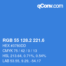 カラーコード: RGB 55 128.2 221.6 | qconv.com