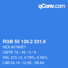 カラーコード: RGB 55 128.2 231.6 | qconv.com