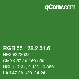 カラーコード: RGB 55 128.2 51.6 | qconv.com