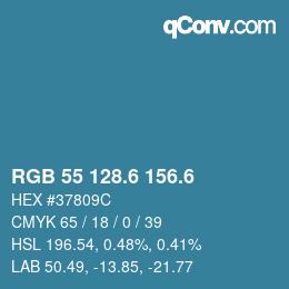 カラーコード: RGB 55 128.6 156.6 | qconv.com