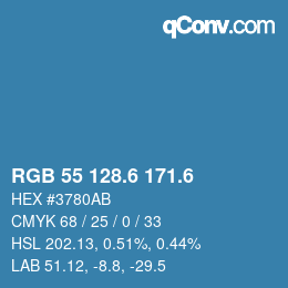 カラーコード: RGB 55 128.6 171.6 | qconv.com