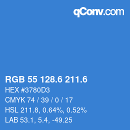 カラーコード: RGB 55 128.6 211.6 | qconv.com
