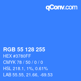 Color code: RGB 55 128 255 | qconv.com