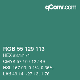 Color code: RGB 55 129 113 | qconv.com