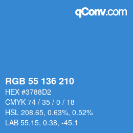 Color code: RGB 55 136 210 | qconv.com