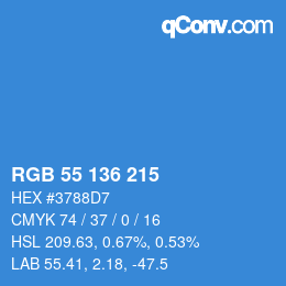 Color code: RGB 55 136 215 | qconv.com