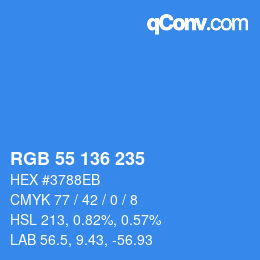 Color code: RGB 55 136 235 | qconv.com