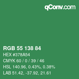 Color code: RGB 55 138 84 | qconv.com