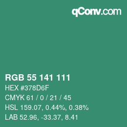 颜色代码: RGB 55 141 111 | qconv.com