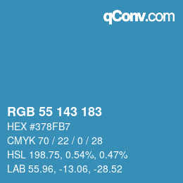 Color code: RGB 55 143 183 | qconv.com