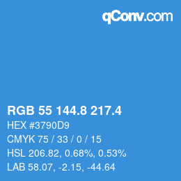 カラーコード: RGB 55 144.8 217.4 | qconv.com