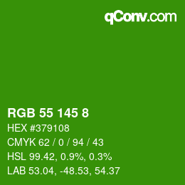 Color code: RGB 55 145 8 | qconv.com