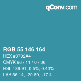 カラーコード: RGB 55 146 164 | qconv.com