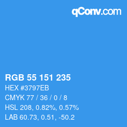 Color code: RGB 55 151 235 | qconv.com
