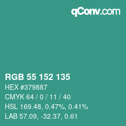 Color code: RGB 55 152 135 | qconv.com