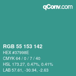 Color code: RGB 55 153 142 | qconv.com
