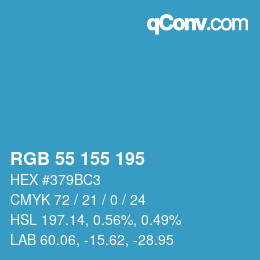 颜色代码: RGB 55 155 195 | qconv.com