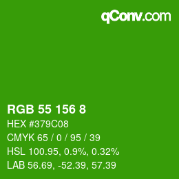 カラーコード: RGB 55 156 8 | qconv.com