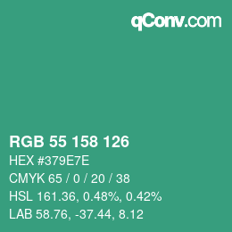 Color code: RGB 55 158 126 | qconv.com