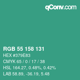 Color code: RGB 55 158 131 | qconv.com