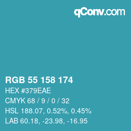 Color code: RGB 55 158 174 | qconv.com