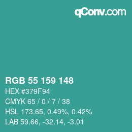 Color code: RGB 55 159 148 | qconv.com